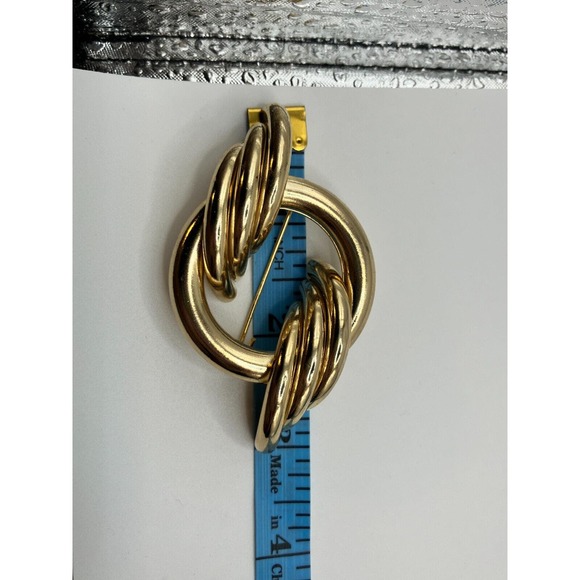 Swirl Wave Design Gold-Tone Riveted Brooch 80s Vintage! - Picture 11 of 11